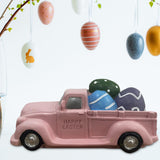 Maxbell Easter Truck with Dinosaur Eggs Pink Easter Ornament for Mantel Kitchen Home