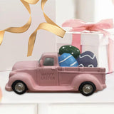 Maxbell Easter Truck with Dinosaur Eggs Pink Easter Ornament for Mantel Kitchen Home