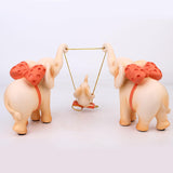 Maxbell Elephant Figurine Modern Cartoon Decorative Figurine for Shelf Desk Entrance Pink