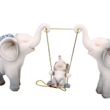 Maxbell Elephant Figurine Modern Cartoon Decorative Figurine for Shelf Desk Entrance Blue