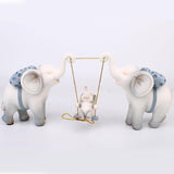 Maxbell Elephant Figurine Modern Cartoon Decorative Figurine for Shelf Desk Entrance Blue