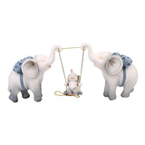 Maxbell Elephant Figurine Modern Cartoon Decorative Figurine for Shelf Desk Entrance Blue