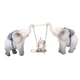 Maxbell Elephant Figurine Modern Cartoon Decorative Figurine for Shelf Desk Entrance Blue