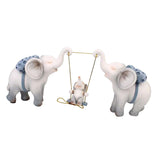 Maxbell Elephant Figurine Modern Cartoon Decorative Figurine for Shelf Desk Entrance Blue