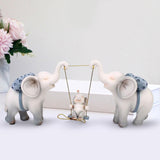 Maxbell Elephant Figurine Modern Cartoon Decorative Figurine for Shelf Desk Entrance Blue