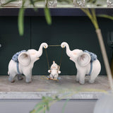 Maxbell Elephant Figurine Modern Cartoon Decorative Figurine for Shelf Desk Entrance Blue