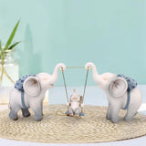 Maxbell Elephant Figurine Modern Cartoon Decorative Figurine for Shelf Desk Entrance Blue