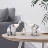 Maxbell Elephant Figurine Modern Cartoon Decorative Figurine for Shelf Desk Entrance Blue