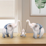 Maxbell Elephant Figurine Modern Cartoon Decorative Figurine for Shelf Desk Entrance Blue