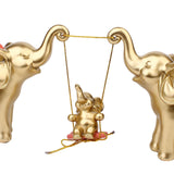 Maxbell Elephant Figurine Modern Cartoon Decorative Figurine for Shelf Desk Entrance Gold