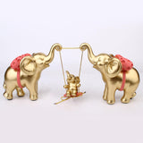 Maxbell Elephant Figurine Modern Cartoon Decorative Figurine for Shelf Desk Entrance Gold