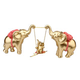 Maxbell Elephant Figurine Modern Cartoon Decorative Figurine for Shelf Desk Entrance Gold