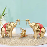 Maxbell Elephant Figurine Modern Cartoon Decorative Figurine for Shelf Desk Entrance Gold