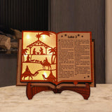 Maxbell 3D Christmas Wooden Nativity Book Creative Ornament for Indoor Home Tabletop