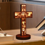 Maxbell 3D Christmas Wooden Nativity Scene Ornament Creative for Fireplace Desk Home