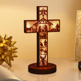 Maxbell 3D Christmas Wooden Nativity Scene Ornament Creative for Fireplace Desk Home