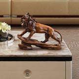 Maxbell Desk Lion Statue Modern Lion Miniature Figurine for Farmhouse Office Desktop Brown