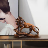 Maxbell Desk Lion Statue Modern Lion Miniature Figurine for Farmhouse Office Desktop Brown