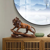 Maxbell Desk Lion Statue Modern Lion Miniature Figurine for Farmhouse Office Desktop Brown