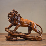 Maxbell Desk Lion Statue Modern Lion Miniature Figurine for Farmhouse Office Desktop Brown
