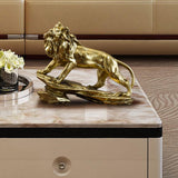 Maxbell Desk Lion Statue Modern Lion Miniature Figurine for Farmhouse Office Desktop Gold