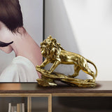 Maxbell Desk Lion Statue Modern Lion Miniature Figurine for Farmhouse Office Desktop Gold