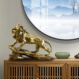 Maxbell Desk Lion Statue Modern Lion Miniature Figurine for Farmhouse Office Desktop Gold