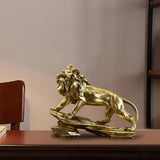 Maxbell Desk Lion Statue Modern Lion Miniature Figurine for Farmhouse Office Desktop Gold
