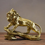 Maxbell Desk Lion Statue Modern Lion Miniature Figurine for Farmhouse Office Desktop Gold