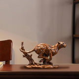 Maxbell Desk Leopard Statue Resin Leopard Figurine for Living Room Bedroom Brown