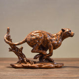 Maxbell Desk Leopard Statue Resin Leopard Figurine for Living Room Bedroom Brown