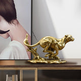 Maxbell Desk Leopard Statue Resin Leopard Figurine for Living Room Bedroom Gold