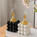 Maxbell Incense Cone Holder with Cover Durable Ceramic for Office Tabletop Yoga Room white