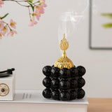 Maxbell Incense Cone Holder with Cover Durable Ceramic for Office Tabletop Yoga Room black