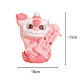 Maxbell Chinese Lion Statue Resin Crafts Desktop Ornament for Entryway Cabinet Shelf pink