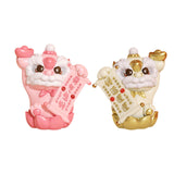 Maxbell Chinese Lion Statue Resin Crafts Desktop Ornament for Entryway Cabinet Shelf pink