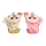 Maxbell Chinese Lion Statue Resin Crafts Desktop Ornament for Entryway Cabinet Shelf pink