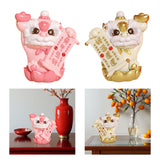 Maxbell Chinese Lion Statue Resin Crafts Desktop Ornament for Entryway Cabinet Shelf pink