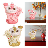 Maxbell Chinese Lion Statue Resin Crafts Desktop Ornament for Entryway Cabinet Shelf pink