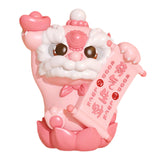 Maxbell Chinese Lion Statue Resin Crafts Desktop Ornament for Entryway Cabinet Shelf pink