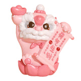 Maxbell Chinese Lion Statue Resin Crafts Desktop Ornament for Entryway Cabinet Shelf pink