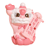 Maxbell Chinese Lion Statue Resin Crafts Desktop Ornament for Entryway Cabinet Shelf pink