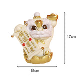 Maxbell Chinese Lion Statue Resin Crafts Desktop Ornament for Entryway Cabinet Shelf golden