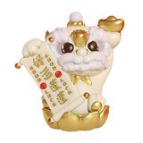 Maxbell Chinese Lion Statue Resin Crafts Desktop Ornament for Entryway Cabinet Shelf golden