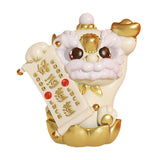 Maxbell Chinese Lion Statue Resin Crafts Desktop Ornament for Entryway Cabinet Shelf golden