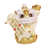 Maxbell Chinese Lion Statue Resin Crafts Desktop Ornament for Entryway Cabinet Shelf golden