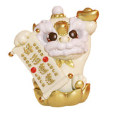 Maxbell Chinese Lion Statue Resin Crafts Desktop Ornament for Entryway Cabinet Shelf golden