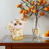 Maxbell Chinese Lion Statue Resin Crafts Desktop Ornament for Entryway Cabinet Shelf golden