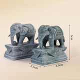 Maxbell 2 Pieces Mini Elephant Statues Animal Sculptures for Shelf Table Living Room
