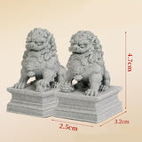 Maxbell 2 Pieces Mini Stone Lion Statues Collection for Living Room Desktop New Year
